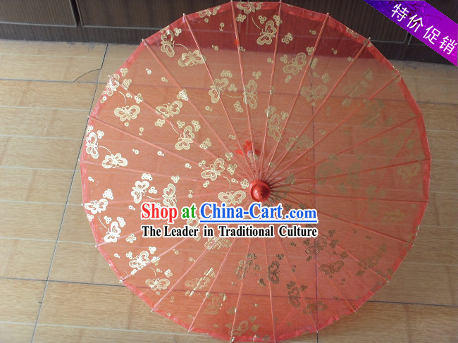 Chinese Hand Made Transparent Silk Dance Umbrella