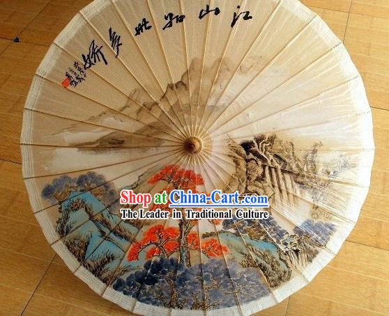 Traditional Chinese Hand Painting Beach, Rain and Sun Umbrella - Jiangnan Landscape