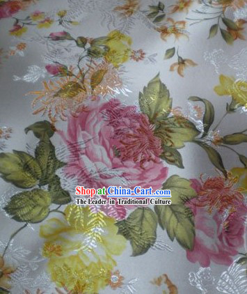 White Phoenix Flower Brocade Fabric