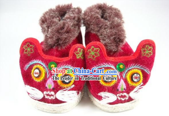 Chinese Handmade Tiger Head Shoes for Kids