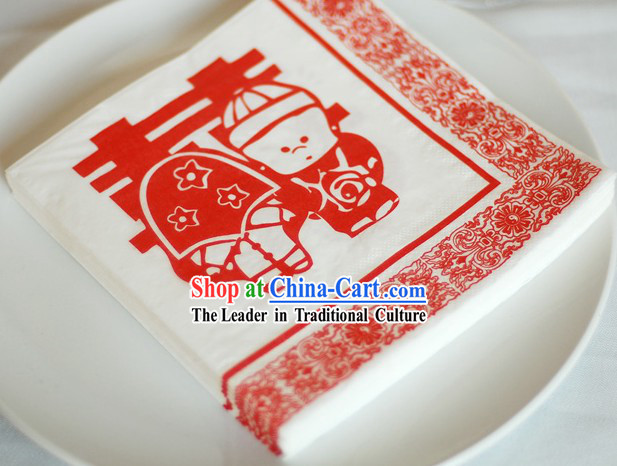 Traditional Chinese Wedding Style Three-ply Wedding Napkin