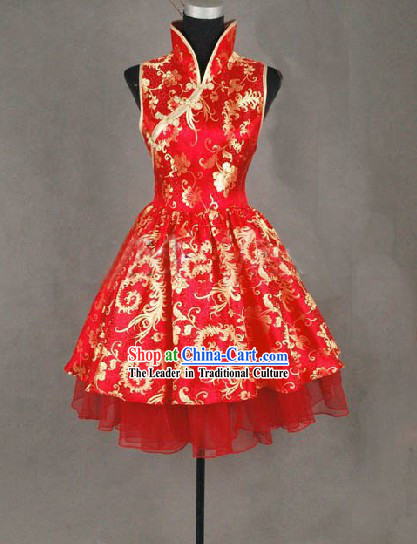 Traditional Mandarin Handmade Phoenix Tail Wedding Cheongsam Shirt