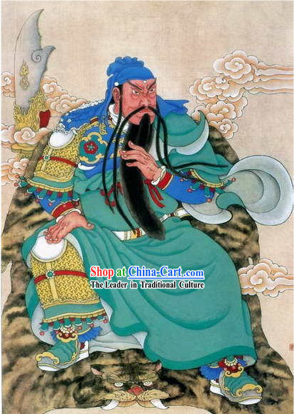 Chinese Film and Stage Performance and Photo Studio Traditional Painting Prop - Guan Yu Portrait