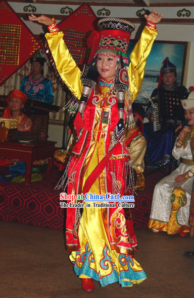 Happy Celebration China Minority Dance Clothing and Hat Complete Set