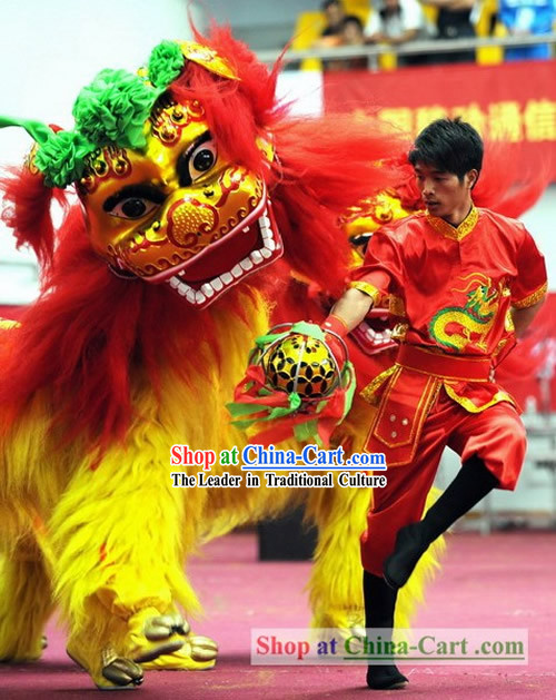 Beijing Olympic Games Opening Ceremony Lion Dance Costumes and Dancer Uniform Complete Set