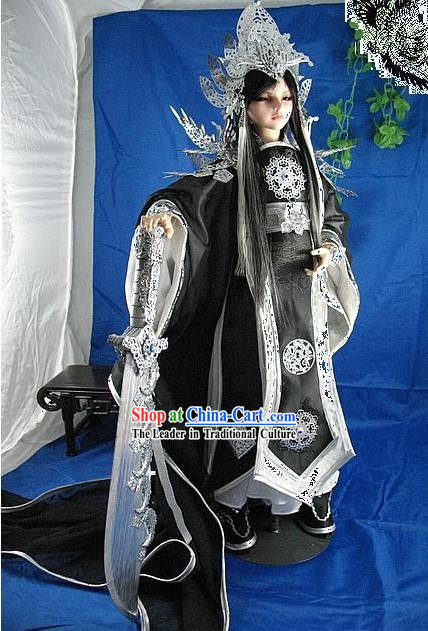 Ancient Prince Dragon Costumes and Hair Decoration Complete Set