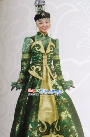 Mongolian Traditional Folk Dancing Costume for Woman