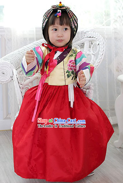 Traditional Korean Girl Birthday Dress Hanbok Complete Set