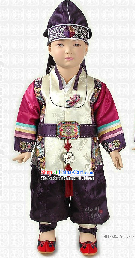 Ancient Korean Boy Hanbok and Hat Set