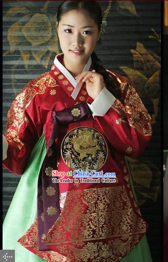 Supreme Korean Traditional Flowery Dress Hanbok Complete Set for Women