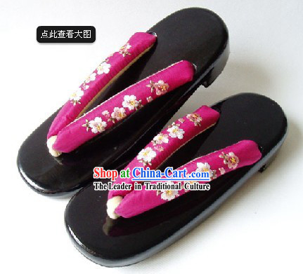 Traditional Japanese Oriental Cherry Geta Set for Women