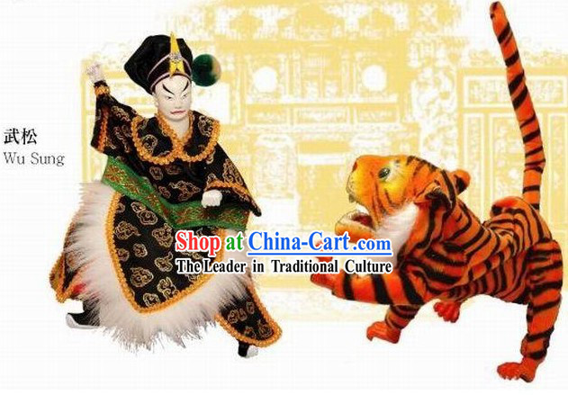 Traditional Chinese Puppets 2 Sets of Wu Song Fighting Tiger