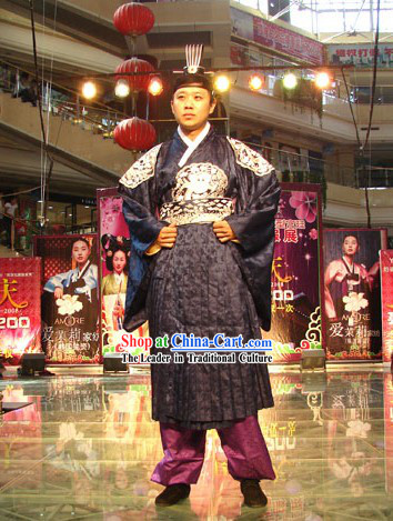 Ancient Korean Chancellor Costume and Hat Set