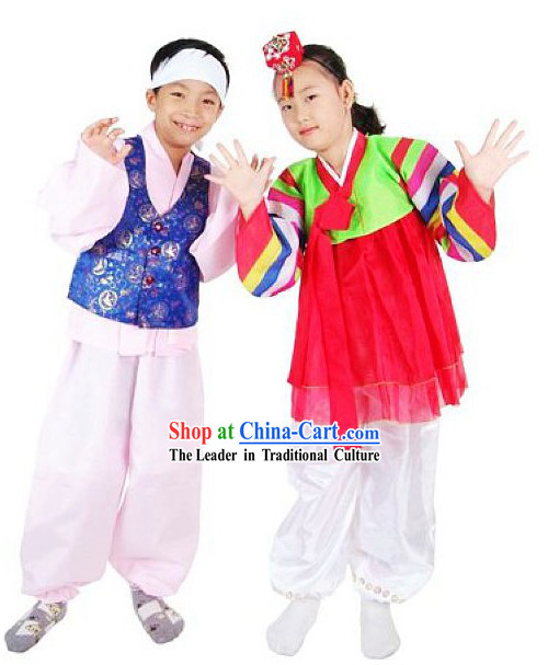 Korean Dance Costumes for Boy and Girl 2 Sets