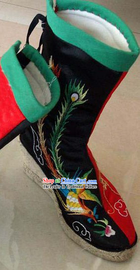 Chinese Traditional Hand Made Embroidery Phoenix Boots