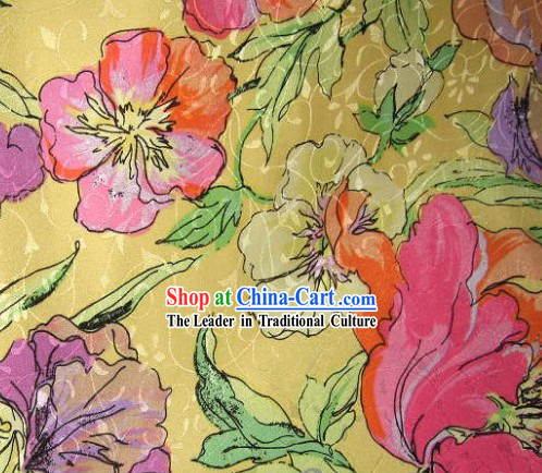 Chinese Pure Silk Flower Fabric