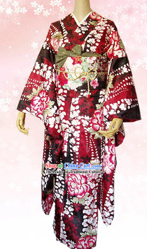 Traditional Japanese Kimono Furisode Complete Set