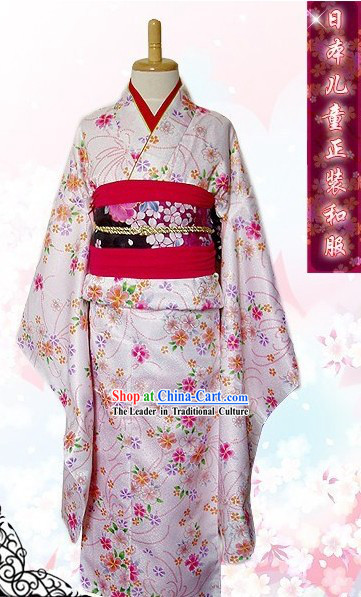 Traditional Japanese Birthday Kimono Set for Teenagers