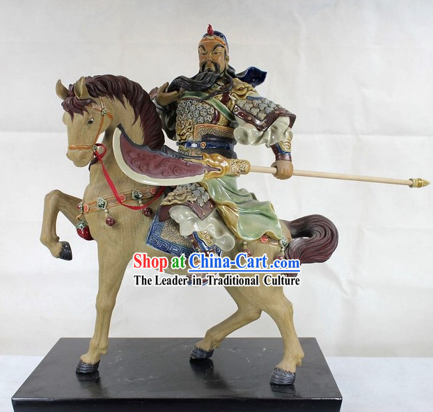 Qian Li Zou Dan Ji Guan Gong Shiwan Ceramic Sculpture Figurine