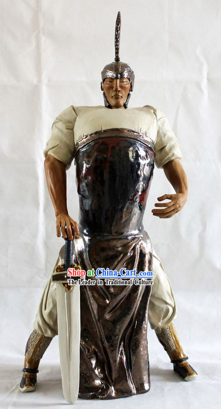 Ancient Hero Chinese Shiwan Ceramic Figurine