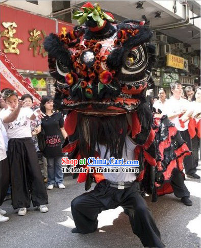 Gwan Gong Red and Black Lion Costumes Complete Set