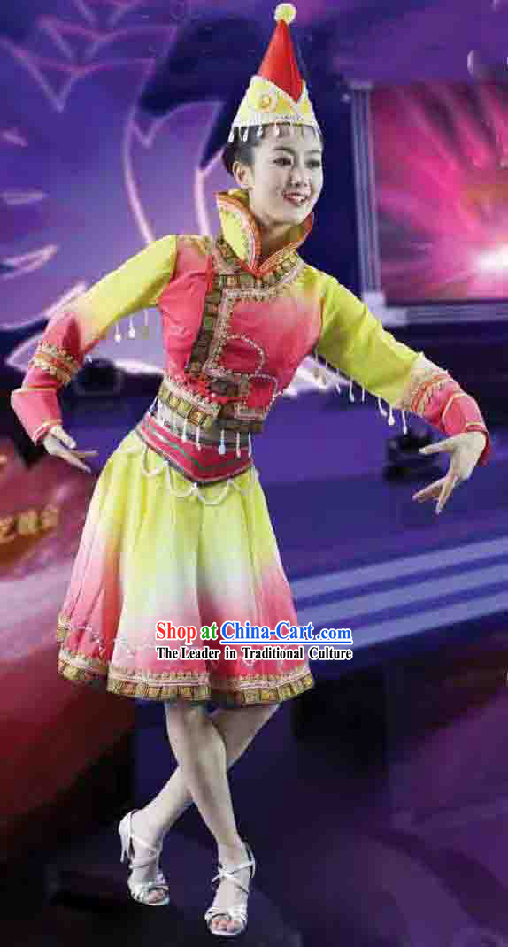 Mongolian Dance Costumes and Hat for Women