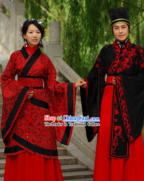 Traditional Chinese Wedding Dress 2 Sets for Men and Women