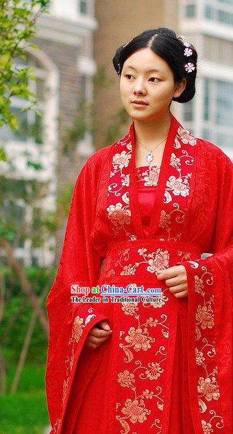 Stunning Traditional Chinese Red Wedding Outfit Complete Set for Brides