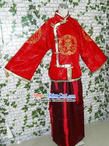 Traditional Chinese Wedding Blouse and Skirt for Bridegrooms