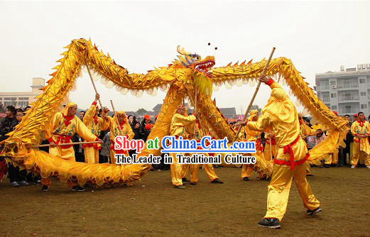 Handmade Shinning Golden Dragon Dance Costumes Complete Set