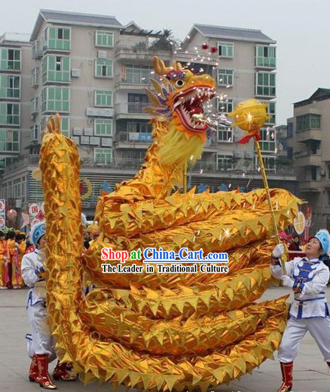 Flaming Shinning Golden Dragon Dance Costume Complete Set