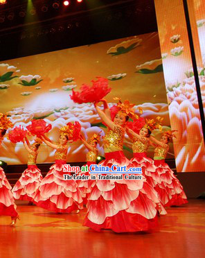 Chinese Peony Dance Costumes Complete Set