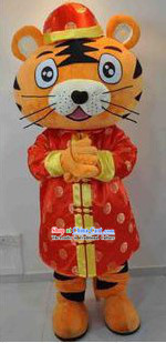 Chinese Tang Suit Tiger Mascot Costumes Complete Set