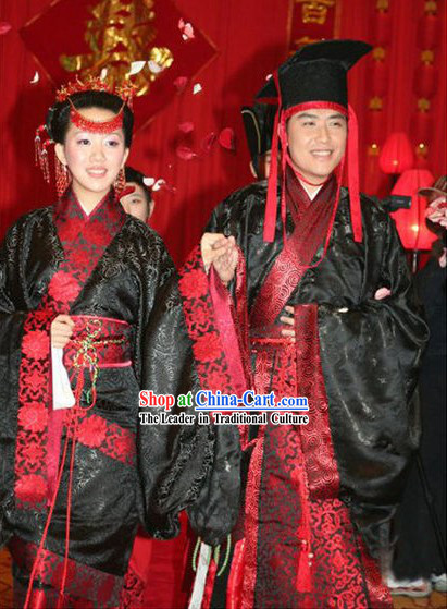 Han Dynasty Quju Garments Wedding Dress 2 Sets for Men and Women