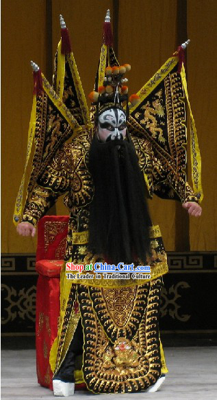 Traditional Peking Opera Dragon Da Kao Zhang Fei Armor Costumes Complete Set