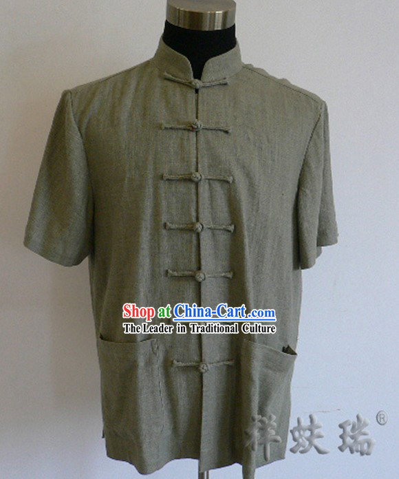 Chinese Peking Rui Fu Xiang Flax Tang Blouse for Men