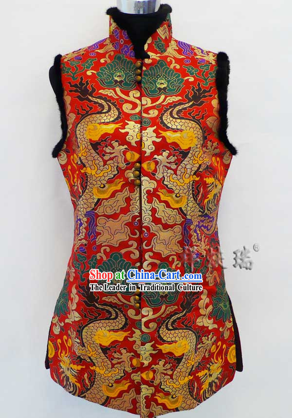 Famous Time-honored Rui Fu Xiang Silk Brocade Dragon Jacket for Women
