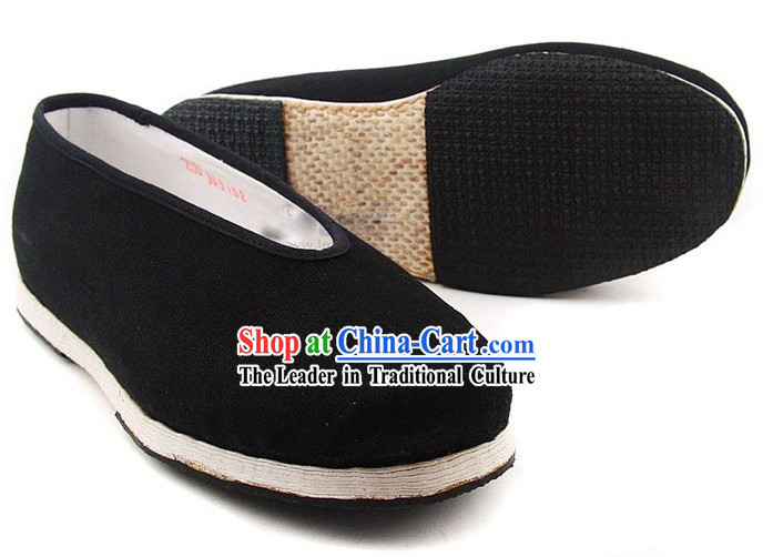 Chinese Handmade Bu Ying Zhai Black Cloth Shoes for Men