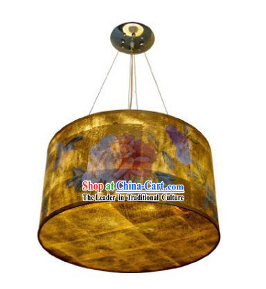 Chinese Classical Hand Painted Peony Silk Chandelier