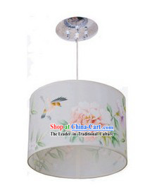 Chinese Classical Hand Painted Flower and Bird Silk Chandelier