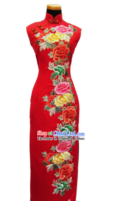 Chinese Classic Peony Wedding Qipao