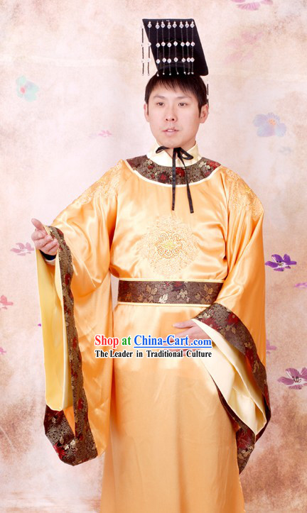 Ancient Tang Dynasty Emperor Imperial Clothing and Crown Complete Set