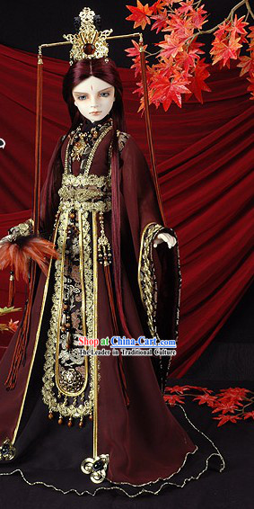 Ancient Chinese Emperor Costume and Crown Complete Set