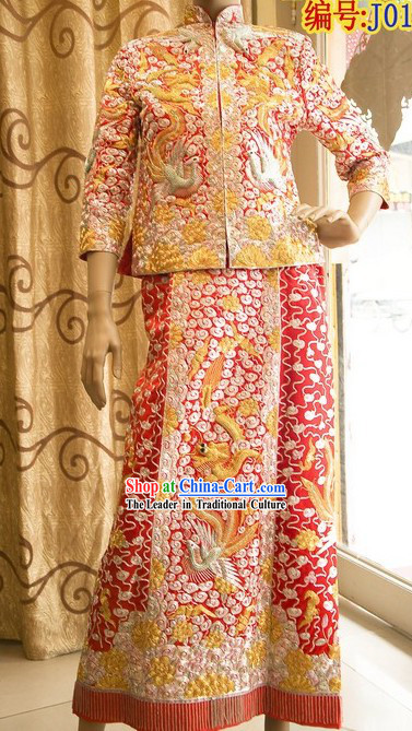 Mandarin Dragon Phoenix Wedding Dress Set