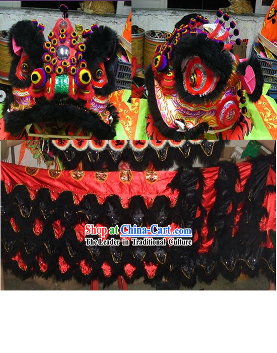 Peacock Crown Pom Pom Supreme Lion Dance Costume Complete Set