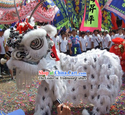 Beijing Opera Style Long Feather Tiger Stripe Lion Dance Costume Complete Set