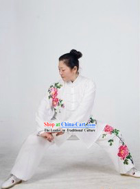 Traditional Chinese Silk Peony Kung Fu Suit