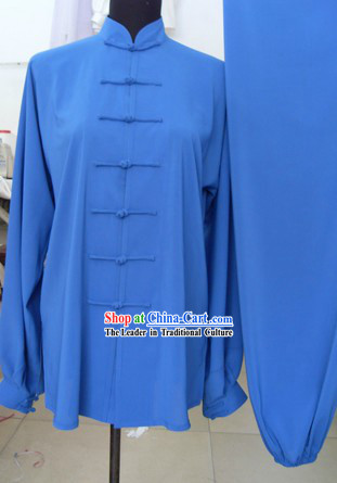 Chinese Classic Blue Silk Kung Fu Suit for Men or Women