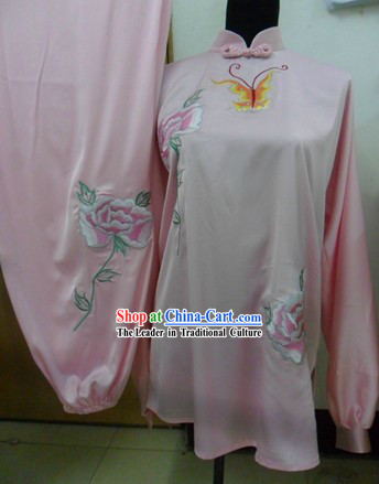 Chinese Silk Butterfly and Flower Kung Fu Contest Uniform for Women