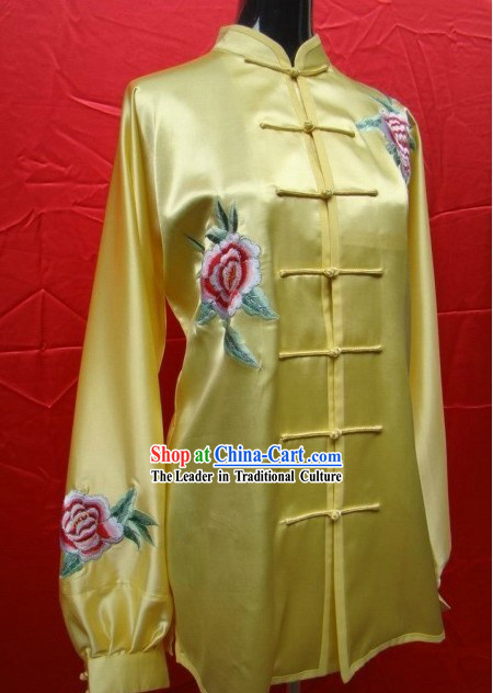 Chinese Peony Silk Kung Fu Costume